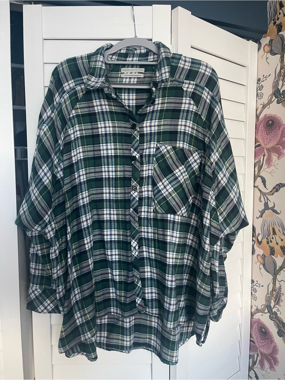 Urban Outfitters Green and White Plaid Button-Down Shirt